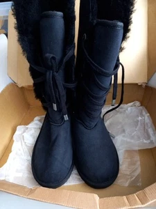 EMU Australia Tundra High Sheepskin Fur lined Boots BLACK Uk Size 7 RRP £235 - Picture 1 of 12