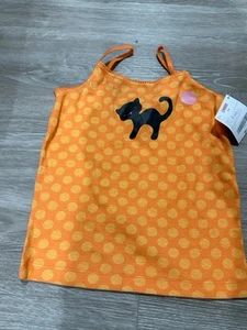 Gymboree Size 7/8 Orange Black Cat Halloween Cami tank Retail NWT - Picture 1 of 2