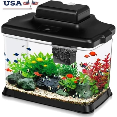 Kit de inicio de acuario pecera ultra transparente de 1,6 galones sistema de filtro LED nuevo Foto 1 de 4