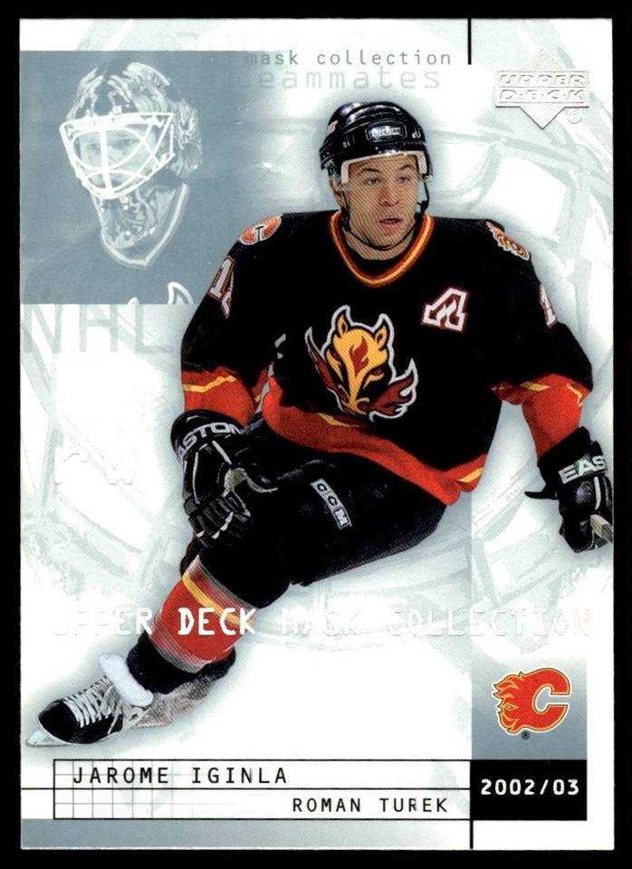2002-03 Upper Deck Mask Collection Jarome Iginla/Roman Turek Calgary Flames #16 - Image 1 of 2
