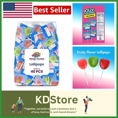 Heart-Shaped Jolly Ranchers: Assorted Fruity Lollipops Bulk Pack - Image 1 of 4