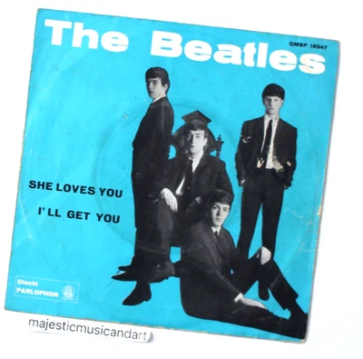 RARE BLUE COVER ORIGINAL 1964 THE BEATLES I'LL GET YOU 7" VINYL 45 - Image 1 of 4