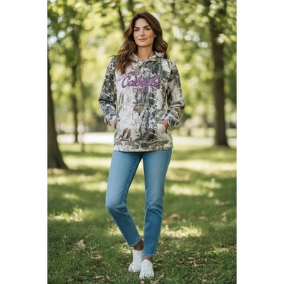 Cabelas Womens Camo Hoodie Sweatshirt Outfitter Purple Logo Size M - Image 1 of 4