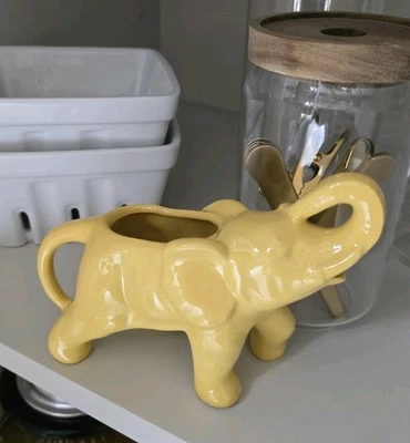 Yellow Anthropologie Elephant Ellie Creamer Milk Ceramic NEW - Image 1 of 4