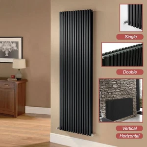 Black Slimline Radiators Vertical Horizontal ULTRAHEAT KLON Single Double - Picture 1 of 6