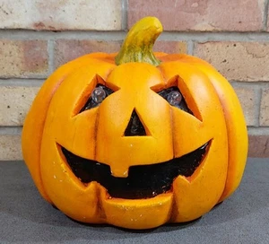 Painted Pottery Pumpkin With Light Up Eyes - Picture 1 of 8
