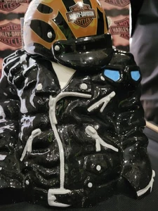 Harley Davidson On Fire Leather Jacket Cookie Jar Vandor 1998 Ltd Ed Motorcycles - Picture 1 of 9