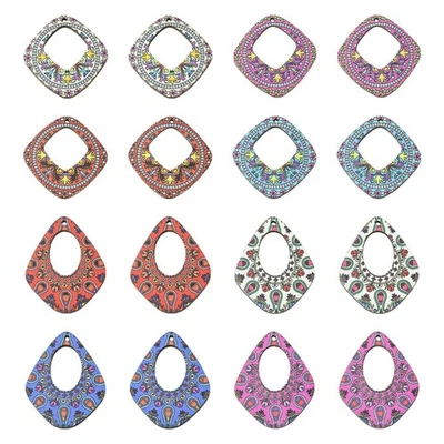 40x Lágrima Cuadrado Dije Impreso Madera Colgante para Pendiente Collar Joyería Hágalo Usted Mismo Foto 1 de 4