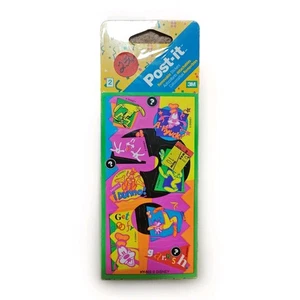 Vintage Goofy Aufkleber 1993 3M Post-it abnehmbare Stickerbögen x2 versiegelt Neon - Bild 1 von 3