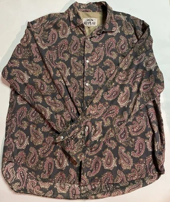 Vintage Replay Men's Long Sleeve Paisley Shirt XXL - Image 1 of 4