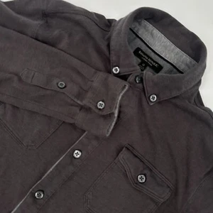 Banana Republic Luxury Touch Shirt Mens Medium Gray Long Sleeve Collar Button-Up - Picture 1 of 12