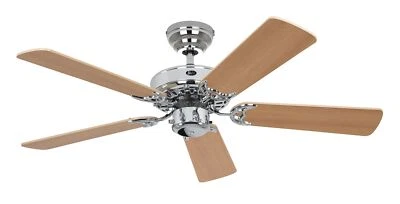 Ceiling Fan Without Light Chrome & Beech Classic Royal 103 CM - Image 1 of 3