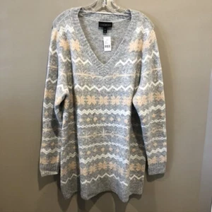 Lane Bryant NWT Women's Gray with Silver Metallic Knit Sweater Sz 14/16 (E1410) - Picture 1 of 8