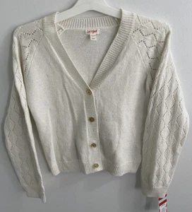 Cat & Jack Cream Button Front Cardigan Size Large 10/12 New - Picture 1 of 8