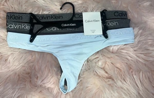Calvin Klein Women's Thongs Panties Size Medium 3Pair Cotton QP1259Y NWT - Picture 1 of 9