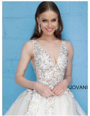 Jovani цветочный голая/бежевый тюль бальное платье Quinceanera выпускное платье (новый) размер 4 - Изображение 1 из 4