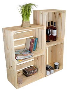 4 x Holzkisten Johanna NEU Weinkisten Obstkisten Regalkisten Obstkistentisch - Bild 1 von 10