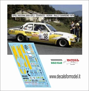 DECALS 1:43 OPEL ASCONA 2000 CERRATO VERINI RALLY SANREMO 1979 - Foto 1 di 1