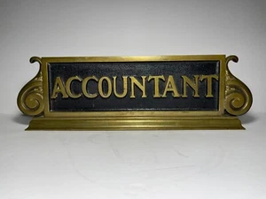 Antique Bronze Accountant Desk Sign - Picture 1 of 9