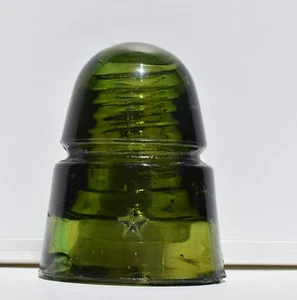 NICE YELLOW OLIVE GREEN CD 145 STAR BEEHIVE STYLE GLASS INSULATOR - Picture 1 of 10