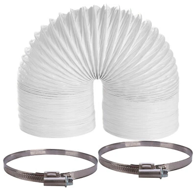 Extra Long Universal Tumble Dryer 4M Extension Vent Hose 4" & 2 Clamp Band Clips - Image 1 of 4