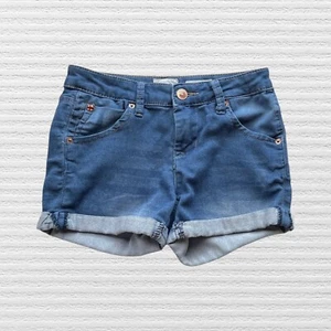Hudson Girls Cuffed Chambray Shorts Medium Wash Blue Low Rise Stretch Size 12 - Picture 1 of 11