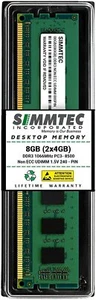 Simmtec 8GB (2x4GB) DDR3 1066MHz PC3-8500 Desktop RAM Kit Non-ECC Unbuffered - Picture 1 of 3