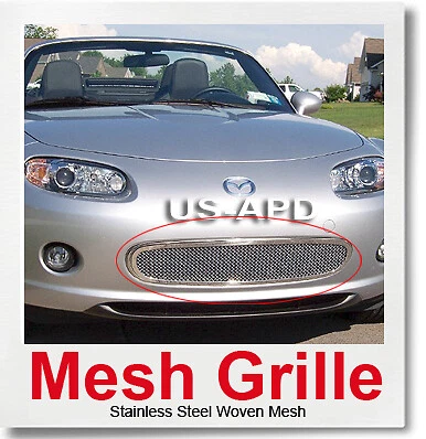 Compatível com 2006-2008 Mazda MX-5 para-choque inferior inserção de grade de malha cromada aço inoxidável - Imagem 1 de 2