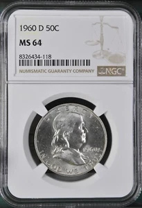 1960 D Franklin 50C NGC MS64 - Picture 1 of 2