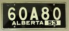 1953 GENERAL MILLS CEREAL PRIZE ALBERTA LICENSE PLATE 60 A 80 Black vintage 