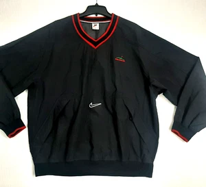 VTG Nike Size L Jacket Black Windbreaker Pullover Zipper Pockets Colonial Nylon - Picture 1 of 20