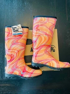 Kamik Kathryn orange karierte Gummistiefel neu im Karton Damen US Größe 7 - Bild 1 von 6