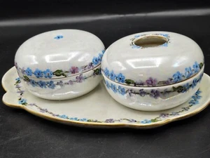 Juego de tocador floral PK Silesia Bavaria porcelana iridiscente plato para el cabello caja baratija - Imagen 1 de 24
