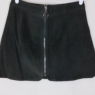 Falda de Cuero H&M Talla M Verde Mini Longitud Gamuza Falda Cremallera Completa Frontal *DEFECTUOSA* Foto 1 de 4