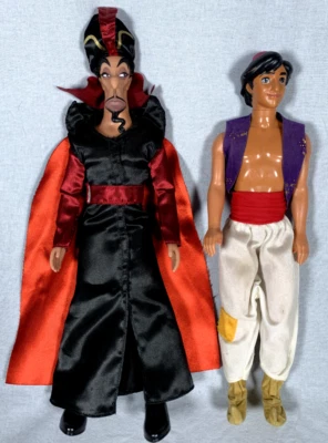RARE Pair Vintage Mattel Disney Aladdin (1968) & Jafar Retired (2013) 12" Dolls - Image 1 of 4