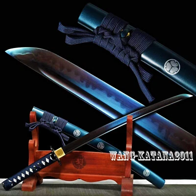 Espada Samurai Japonesa Afilada Tokugawa Azul Wakizashi Arcilla Templada T10 Acero Foto 1 de 4