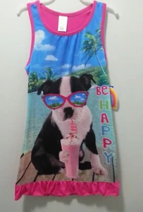 NEW GIRL BE HAPPY NIGHTGOWN DOG WITH SUNGLASSES DRINKING SHAKE SIZE XS - Picture 1 of 3