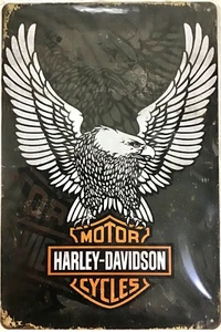 TIN SIGN new 8x12 Bald eagle motorcycles Harley garage shop wings Davidson  (PP) - Picture 1 of 7