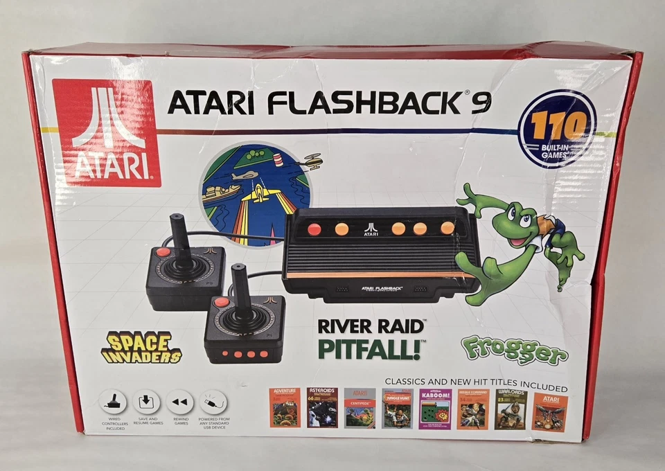 Atari Flashback 9 Retro Console 110 Built-in Games 2 Controllers AV Cable USB