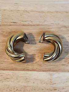 Vintage goldfarbene Multi Band Twist Halb Creolen Clip auf Ohrringe - Bild 1 von 13