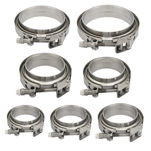 1.5" - 6.0" Exhaust V-Band Clamp 304 Stainless Steel Kit Quick Release w/ M/F - Picture 1 of 11