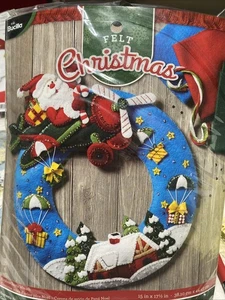 c2017 * Bucilla FLUGZEUG SANTA Kranz Filz Bausatz 86838 Factory Direct - Bild 1 von 12