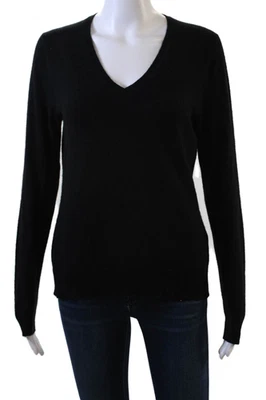 Lord & Taylor Women's Long Sleeves V-Neck Cashmere Sweater Black Size M - Image 1 of 4