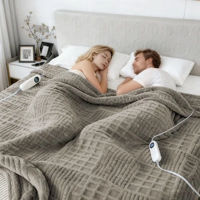 Manta Calefacción King Size, 90""x100 Manta Eléctrica Gofre Calefacción con Doble C... Foto 1 de 4