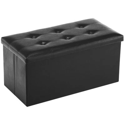 Multi-Functional Black Storage Ottoman Bench - Perfect for Living Room & Bedroom - Image 1 of 4