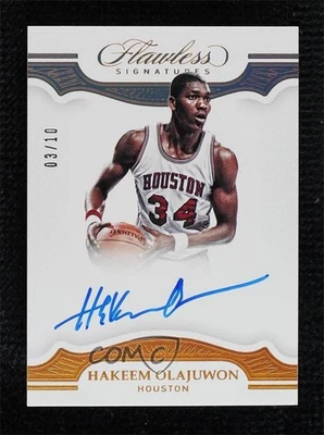 2019 Panini Flawless Collegiate Signatures Gold /10 Hakeem Olajuwon #24 Auto HOF - Image 1 of 2