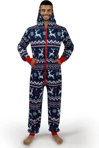Weihnachtlicher Kapuzen-Schlafanzug (Größe L) für Erwachsene – Lockerer Schnitt - Bild 1 von 6