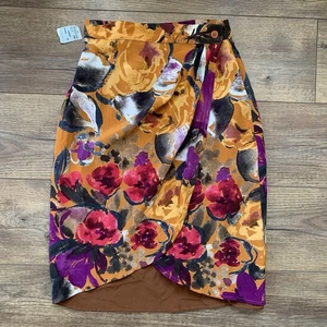 Vintage Neu mit Etikett Max Mara Damen Gr. 2 Seide Blumen Knopf Wickelrock-Made in Italy - Bild 1 von 11
