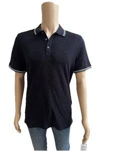 $98 MK MICHAEL KORS Men's Short Sleeve 3 Button Cotton Polo Shirt Black M - Picture 1 of 4
