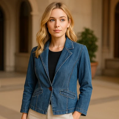 Chaqueta Blazer Industrial Jeans by Rampage Denim Para Mujer Talla XL Foto 1 de 4